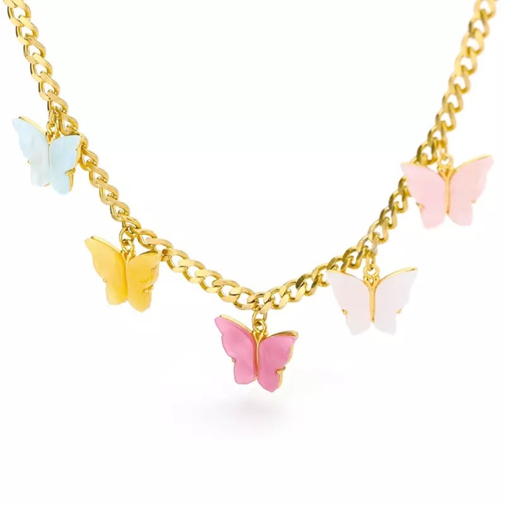 Y2K butterfly summer pretty girl necklace gold chain